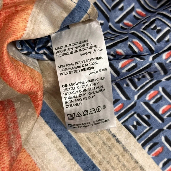 Chico's women's colorful Blue blouse plus size 0 - Picture 2 of 8